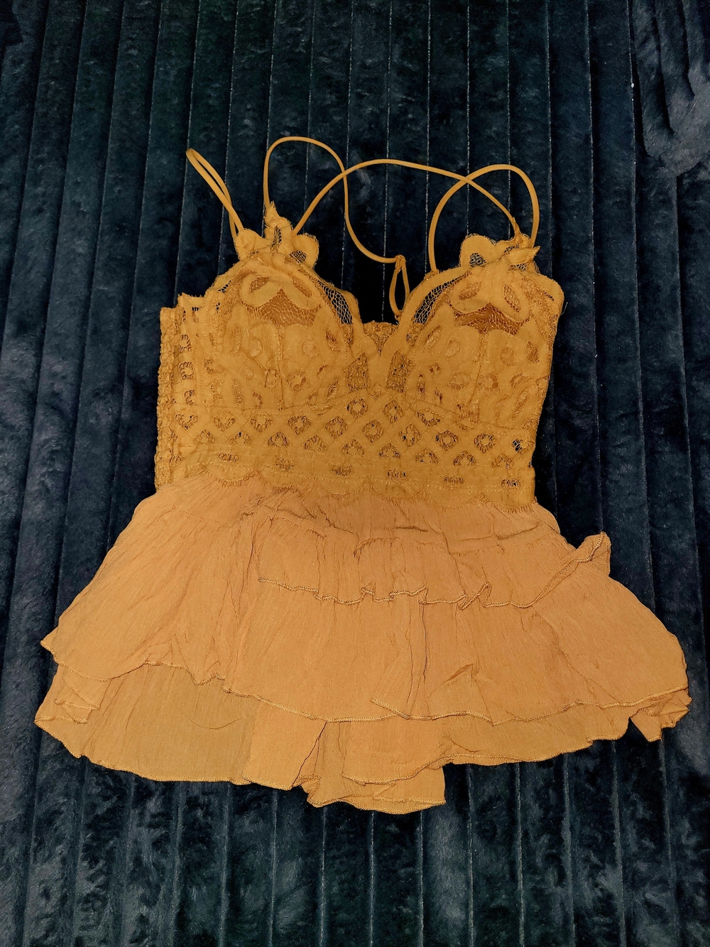 Mustard Lace Tiered Baby Doll Cami